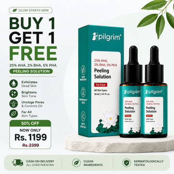 🔥 Buy 1 Get 1 FREE | Pilgrim 25% AHA + 2% BHA + 5% PHA Peeling Solution (2 × 30ml) – Tan Removal & Glass Skin Formula