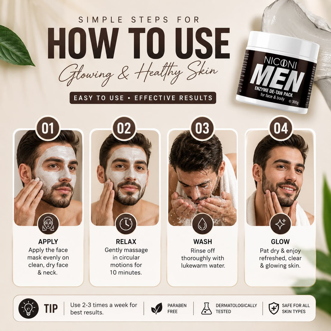 🔥 Buy 1 Get 1 FREE | Niconi Men Enzyme De-Tan Pack
